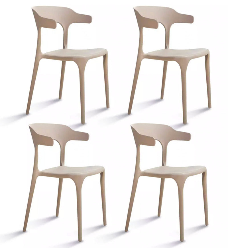 Set 4 Sedie Impilabili 50x75,5x52 cm in Polipropilene New America Tortora