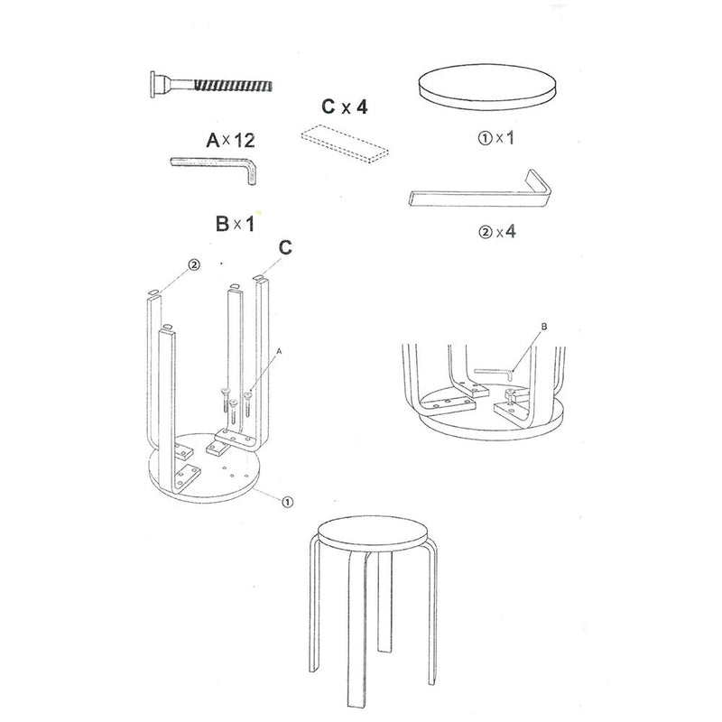Sgabello Tondo in Legno Ø32x45cm Small Bianco