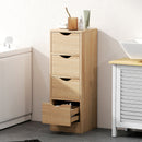 Mobile Bagno Salvaspazio con 4 Cassetti in Stile Nordico 29x29x83 cm in Truciolare Color Legno 