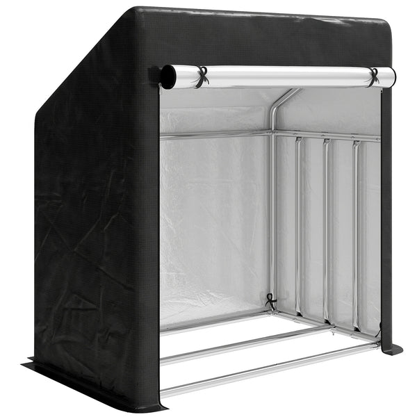 Portalegna da Esterno 100x60x110 cm in Acciaio Rinforzato con Copertura Impermeabile Nero online