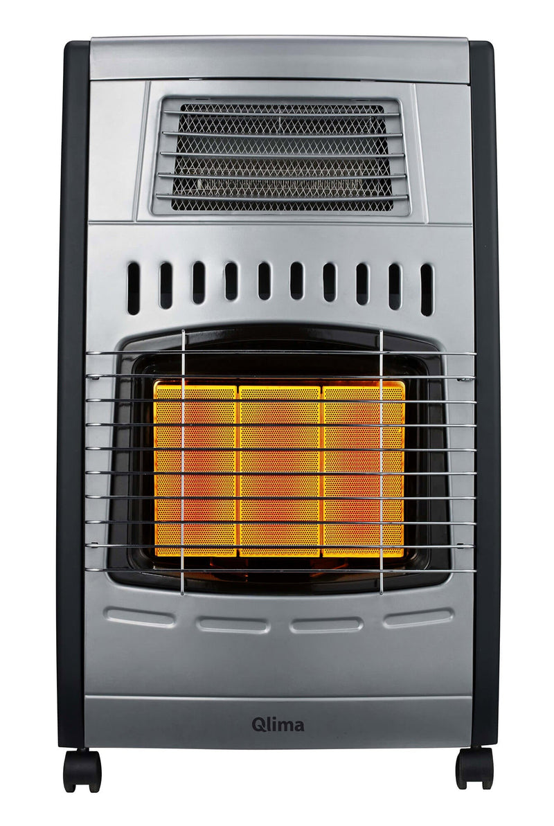 Stufa a Gas Gpl Ventilata da Interno 4,2kW Bombola 15 Kg Qlima GH1062 RF Acciaio e Nero