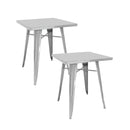 Set 2 Tavoli da Giardino 60x60 cm in Lamiera Galvanizzata Vorghini Silver