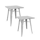 Set 2 Tavoli da Giardino 60x60 cm in Lamiera Galvanizzata Vorghini Silver