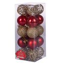 Set 20 Palle di Natale Ø6 cm in Plastica Rosso/Oro