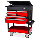 Carrello Porta Attrezzi da Officina  92,5x52x106 cm in Acciaio Nero e Rosso