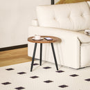 Tavolino da Salotto Ø40x39 cm con Bordo Rialzato e 3 Gambe in Legno e Acciaio Nero e color Legno  