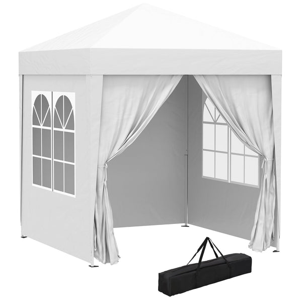 Gazebo da Giardino Pieghevole 2x2m con 4 Pareti Rimovibili in Poliestere e Acciaio Bianco prezzo