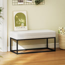 Panca da Ingresso Stile Moderno 94x42x44 cm Cuscino Alto in Tessuto Effetto Velluto Crema  