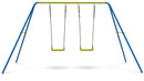 Altalena 2 Posti da Esterno 295x170x180 cm in Acciaio Blu e Gialla
