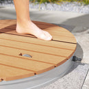 Doccia da Giardino Portatile Ø70,5x7,5 cm Getti d'Acqua Regolabili fino a 4 m in Polistirene Effetto Legno  