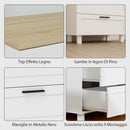 Cassettiera 3 Cassetti Moderna 60x38x71 cm in Legno Bianca e color Legno      