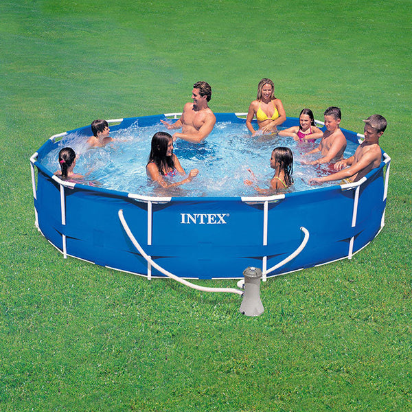 sconto Piscina Fuori Terra Rotonda H76x366cm con Pompa a Filtro Intex Frame