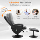 Poltrona Massaggiante con Pouf Poggiapiedi Reclinabile a 145° con Seduta Girevole e 10 Punti Massaggio Nero      