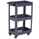 Carrello in Acciaio 3 Ripiani Nero 43.5x28x78 cm 