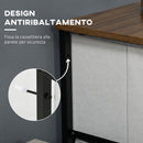 Cassettiera 8 Cassetti 80x30x81,5 cm in Legno e Acciaio Marrone Grigio e Nero