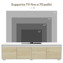 Parete Attrezzata 2 Pezzi Mobile TV max 70” e Mobile Multiuso da Parete in Truciolato Bianco e Legno Naturale