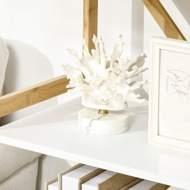 Scaffalatura a 5 Piani 70x37,5x150 cm in Bamboo e MDF Bianco