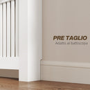 Copritermosifone a Doghe Antiribaltamento 112x19x97 cm con Vano Contenitore in Legno Bianco