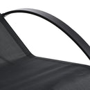 Set 2 Lettini Prendisole e Tavolino con Ripiano 59x169x66 cm in Tessuto Traspirante e Metallo Nero