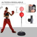Punching Ball da Terra Altezza Regolabile Base Riempibile Ø43x126-144 cm Guantoni Inclusi Rosso 