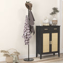 Appendiabiti da Terra 6 Ganci 32x171 cm Disco in Acciaio e Base in Ardesia Nero