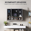 Pensile da Bagno con Armadietto 3 Ante Ammortizzate 80x20x60 cm Grigio   