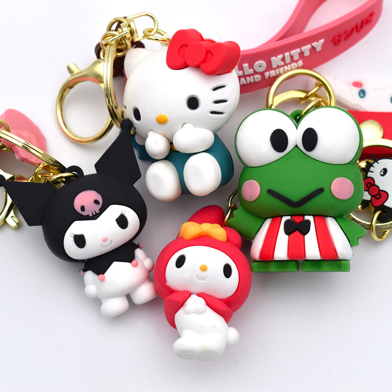 Set 24 Portachiavi Hello Kitty e Friends 3D in Silicone per Bambini Varie Colorazioni-6