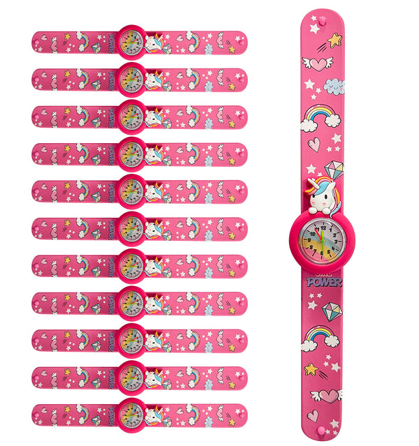Set 12 Orologi da Polso Bracciale per Bambini Unicorno Colorazione Rosa-1