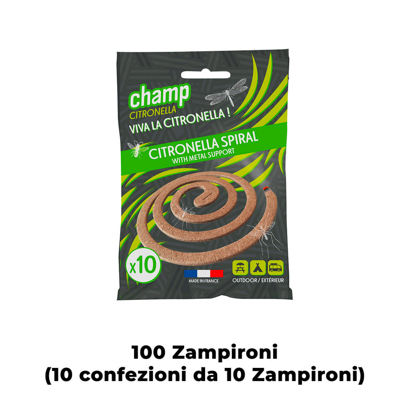 Set 100 Zampironi Antizanzare a Spirale in Critronella Bio con Supporto in Metallo-2