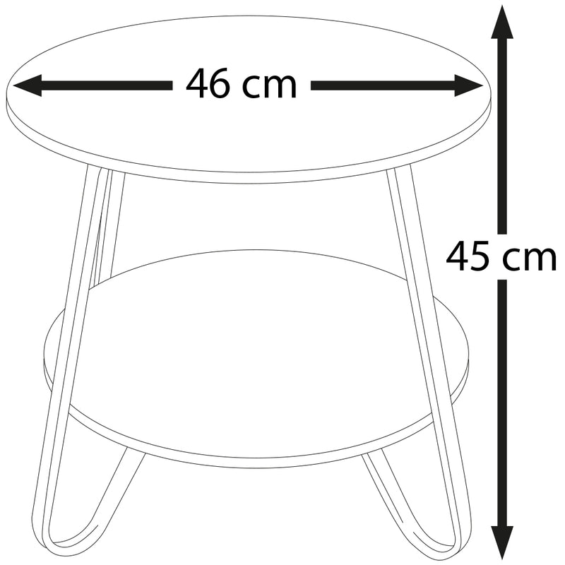 Tavolino Tavolo Moderno Design Rotondo con Struttura Nera Piano Noce Salvaspazio-5