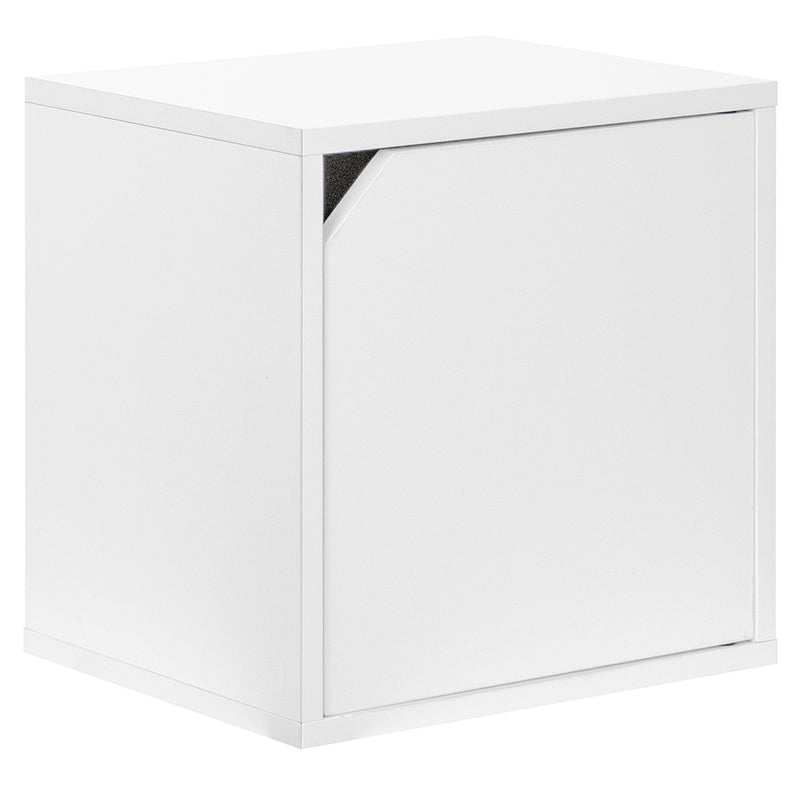 Pensile Mensola Cubo con 1 Anta Libreria da Parete Scaffale Bianco 35x35cm Design Moderno-1