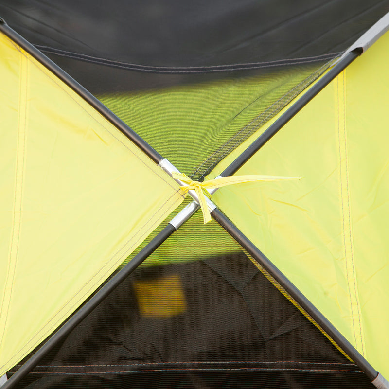 Tenda da Campeggio 3-4 Persone a Cupola 300x300x180cm Impermeabile e Anti UV Giallo e Grigio-7