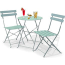 Set 3 Pezzi Giardino Tavolo 2 Sedie Bistrot Pieghevole Modello Parigi Verde Acqua      