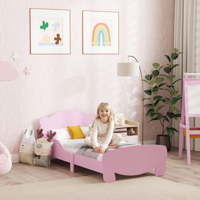 Struttura Letto Singolo per Bambini Orso 143,5x80x55 cm con Sponde Laterali in Legno Rosa 