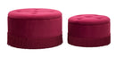 Puff Contenitore Lines New Coppia Bordeaux Ø71x41-55x33 cm in Legno Spugna e Poliestere Bordeaux