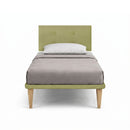 Letto Singolo con Rete Rivestita Microfibra Tè Verde Tessis Testata Button Varie Misure