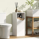 Mobiletto Bagno 30x30x71,5 cm con Armadietto con Anta Ammortizzata e Vano Aperto in Legno Bianco e Legno      