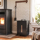 Contenitore per Pellet 30 kg 36,5x36,5x61,5 cm con Coperchio Ruote e Setaccio in Acciaio Laminato a Freddo Nero      