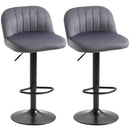 Set 2 Sgabelli Bar 43x45x81-101 cm con Schienale e Poggiapiedi in Poliestere Grigio
