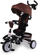 Passeggino Triciclo Pieghevole con Sedile Girevole 360° Kid Smile Elite Marrone