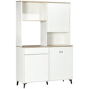 Dispensa Cucina 119x41x180 cm Ripiani Aperti Armadietti e Cassetto in Truciolato e MDF Bianco
