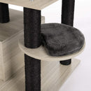 Albero Tiragraffi per Gatti Graffiatoio 2 Palline 2 Cucce Coperte 40x30x25 cm in MDF Rivestimento in Peluche Nero      