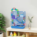 Gabbia per Criceti a 5 Piani 46x30x58 cm con Tubi Colorati e Accessori in Metallo Blu  