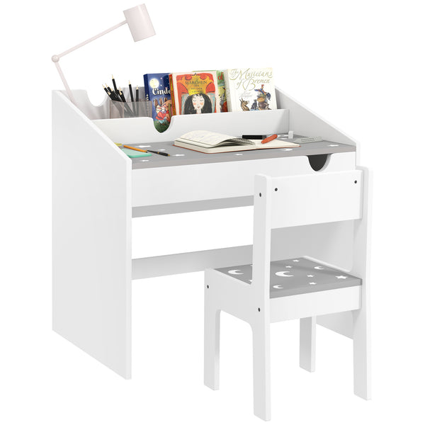 Banco Scuola con Sedia per Bambini 3-6 Anni 69x50x75 cm con Ripiano e Cassetto in MDF Grigio sconto