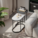 Set 2 Tavolini da Salotto Impilabili con Telaio in Metallo Grigio e Bianco      