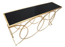 Console Infinity 160x40x79 cm in Ferro e Specchio e MDF Oro e Nero