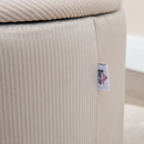 Set di 2 Pouf Contenitore Salvaspazio Rotondi e Imbottiti in Velluto a Coste Bianco      