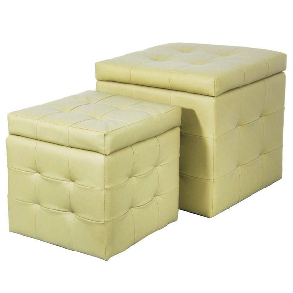 acquista Set 2 Pouf Contenitore in Similpelle Biscube Luxury Crema