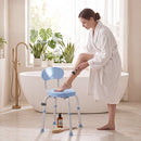Sedia per Doccia Girevole 38,5x37,5x63-75 cm ad Altezza Regolabile con Schienale Capacità 150 kg in Lega di Alluminio Celeste      
