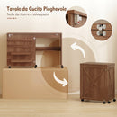 Mobile per Macchina da Cucire Pieghevole 116,3x49,5x76,5 cm con 2 Contenitori Mensola 18 Pioli per Bobine e Ruote in Truciolato Marrone      